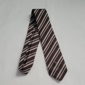 Dior Brown and White Striped Tie
